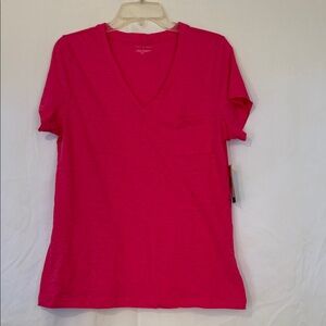 Max Studio Fuchsia V-Neck Tee